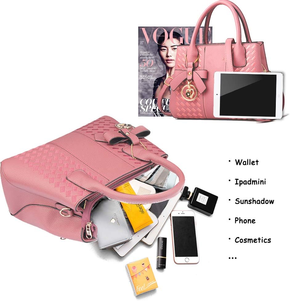 Handtaschen für Damen Mode Damen PU Leder Top Handle Satchel Umhängetaschen Hell-pink, Hell-pink