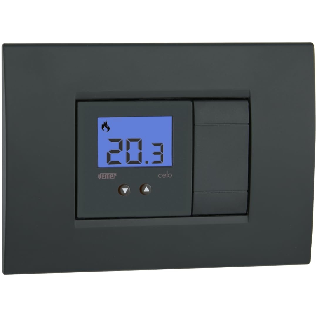 VEMER VE780300 CELO Unterputz Thermostat Kompakt mit LCD Display Stromversorgung 230V AC weiss anthr