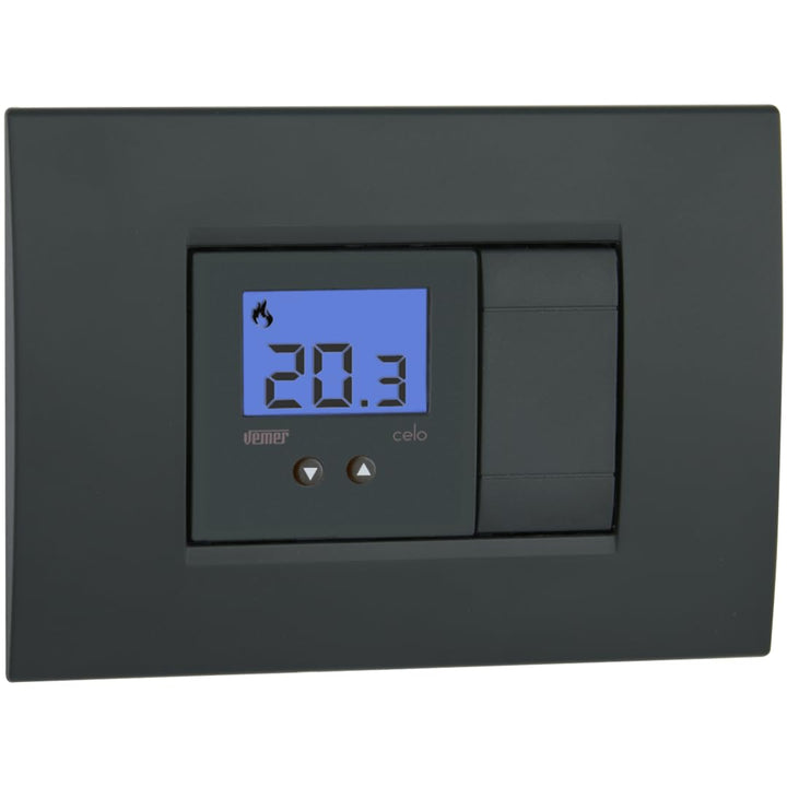 VEMER VE780300 CELO Unterputz Thermostat Kompakt mit LCD Display Stromversorgung 230V AC weiss anthr