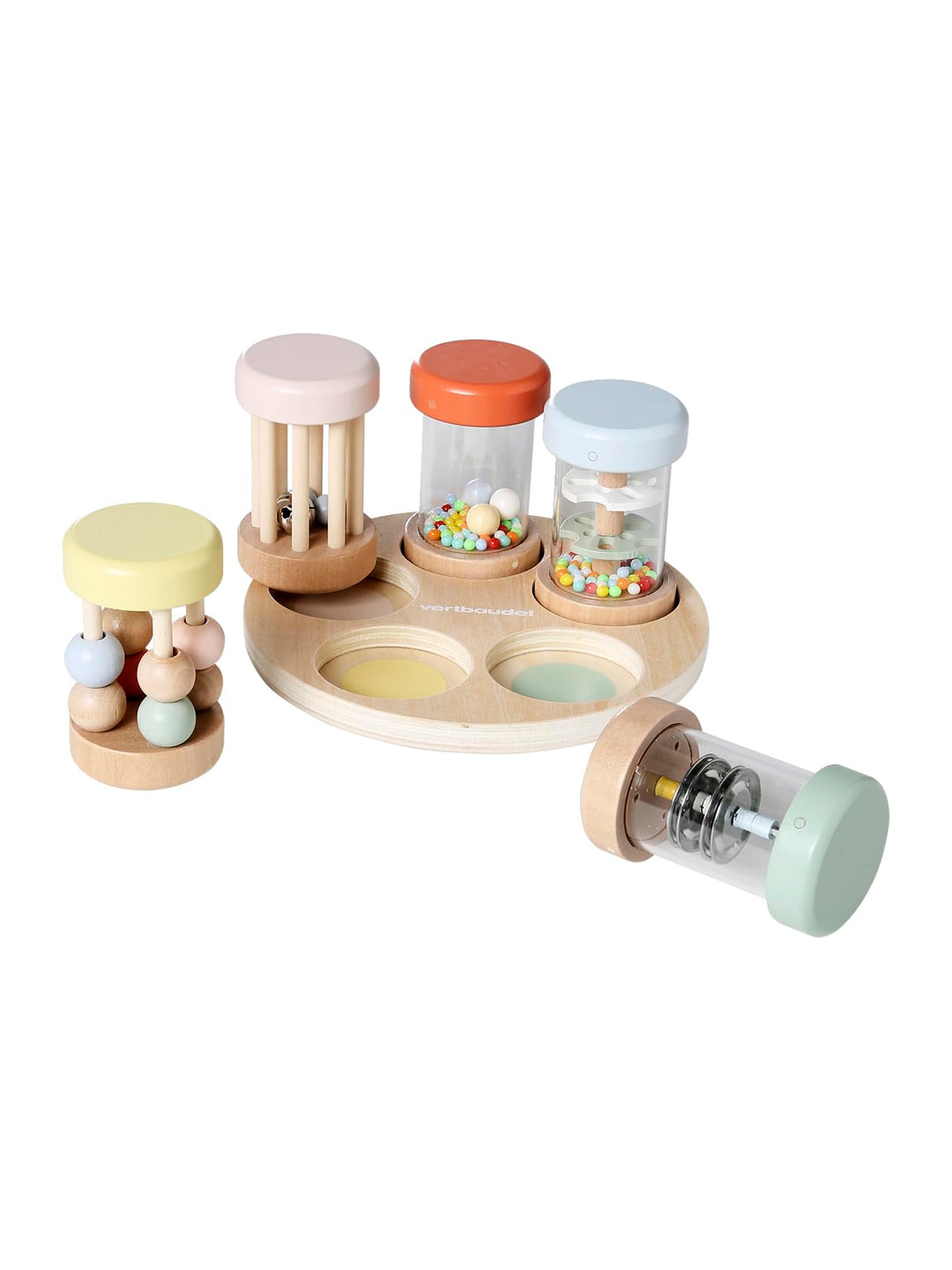 VERTBAUDET FSC® Holzrasseln Set mit 5 musikalischen Rasseln aus Holz TU, Holz