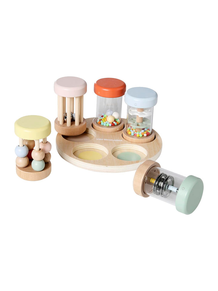VERTBAUDET FSC® Holzrasseln Set mit 5 musikalischen Rasseln aus Holz TU, Holz