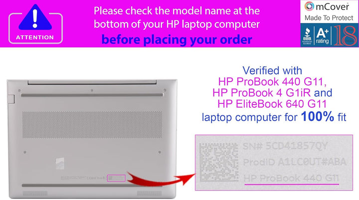 mCover Nur kompatibel mit HP ProBook 440/445 G11 und EliteBook 640 | 645 G11 Serie Windows Notebook-