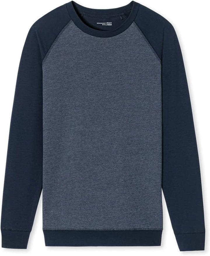 Schiesser Herren Langarmshirt Rundhals Pyjamaoberteil 56 Dunkelblau-gem., 56 Dunkelblau-gem.