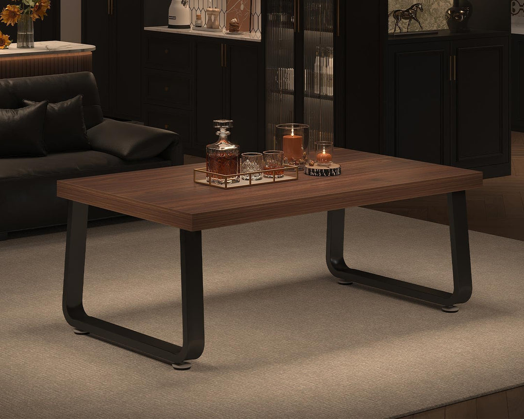 HSH Couchtisch Schwarz 100 x 55 x 46.5 cm Walnuss, 55T x 100B x 46.5H cm Walnuss