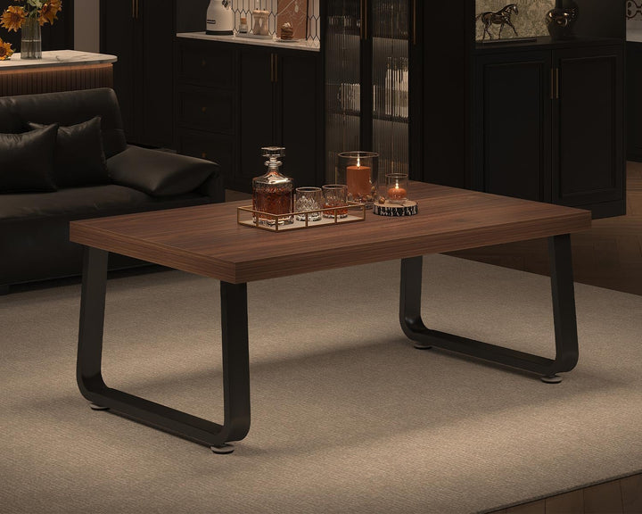 HSH Couchtisch Schwarz 100 x 55 x 46.5 cm Walnuss, 55T x 100B x 46.5H cm Walnuss