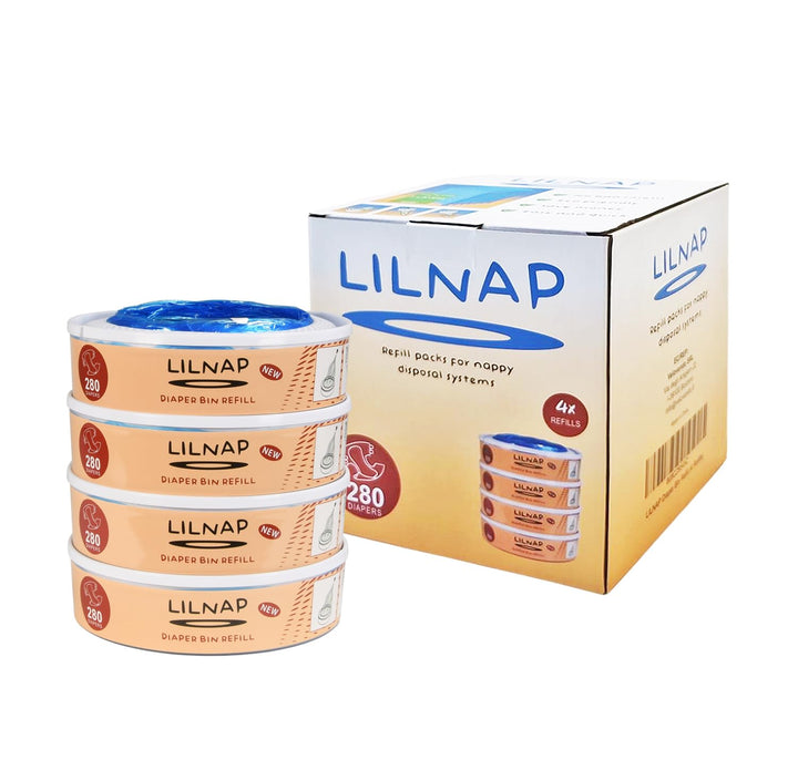 LILNAP - 4 Nachfüllkassetten kompatibel mit Angelcare Windeleimer & Litter Locker II (RUNDE KASSETTE