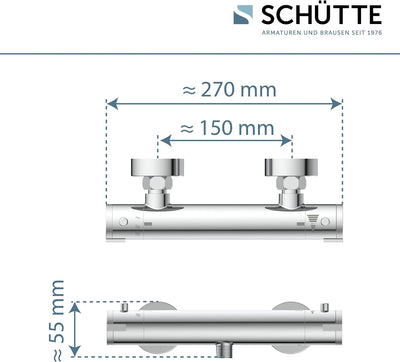 SCHÜTTE 52465 LONDON Thermostat Duscharmatur, Brausethermostat Brausearmatur, Mischbatterie mit Verb