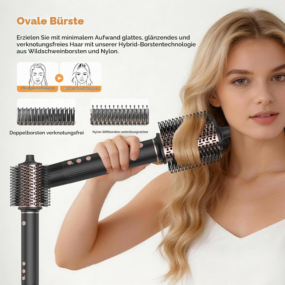OKWRAP Hair Styler Set Haarstyler 110000U/Min Hairstyler 5 in 1, Multistyler 1300W mit Föhn Rundbürs