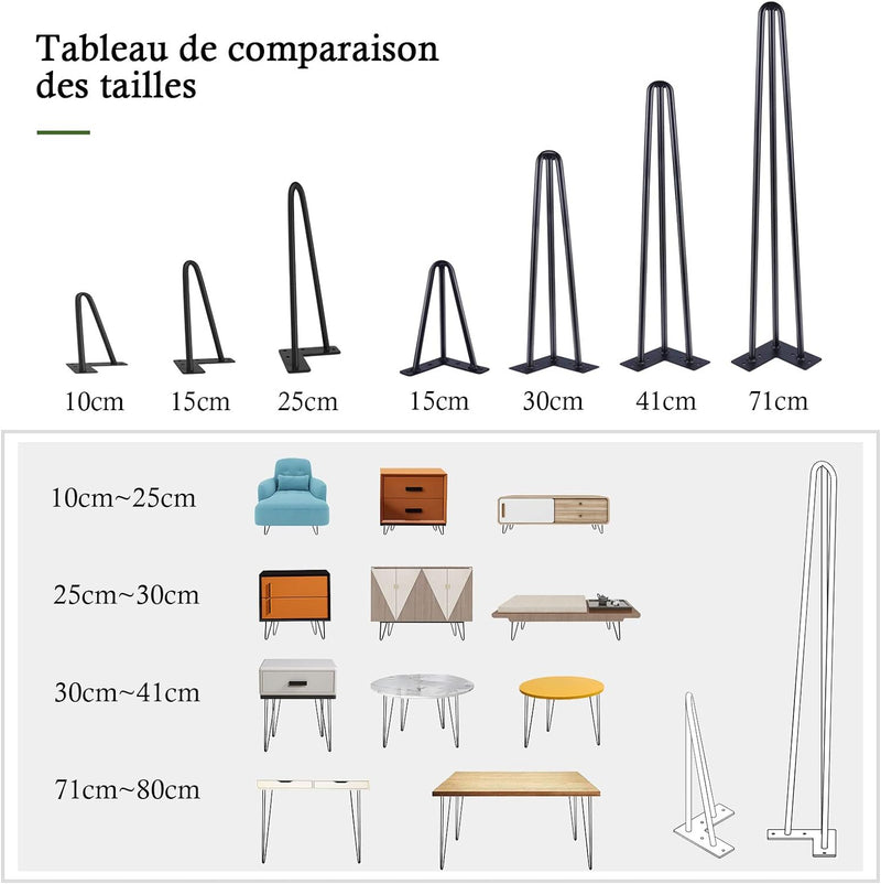 Haarnadel Tischbein 4x Hairpin Leg Möbelbein Haarnadelbeine aus Metall Tischzubehör DIY für Esstisch