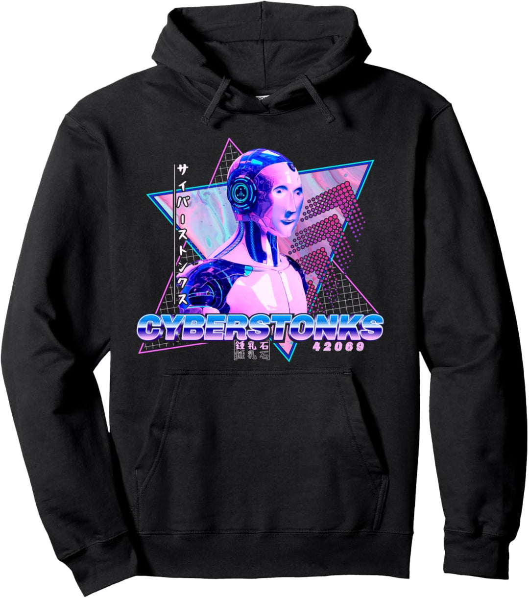Cyberpunk Stonks Aesthetic Tokyo Style Synthwave Streetwear Pullover Hoodie
