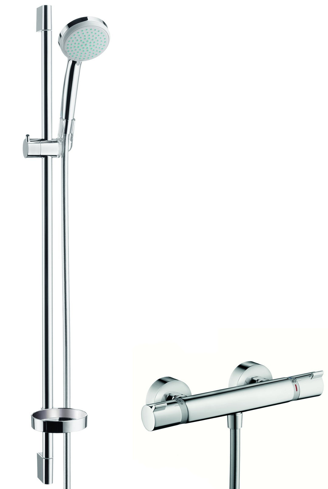 hansgrohe Croma 100 wassersparendes Thermostatset, 0,90m, 4 Strahlarten, Chrom 0,90m Set 4 Strahlart