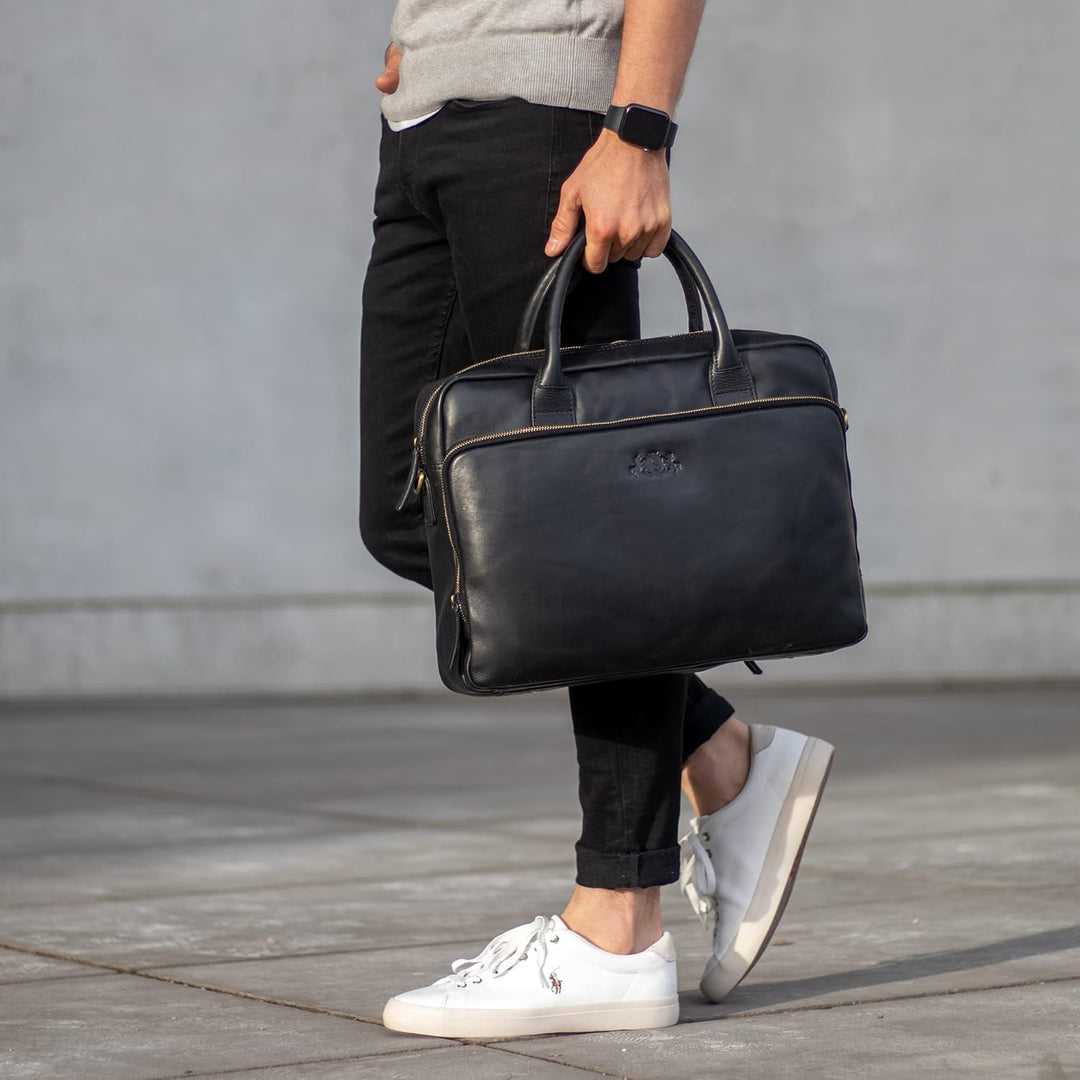 SID &amp; VAIN grosse Laptoptasche echt Leder - 15.4 Zoll Laptop Business-Tasche RYAN XL - Umhängetasche