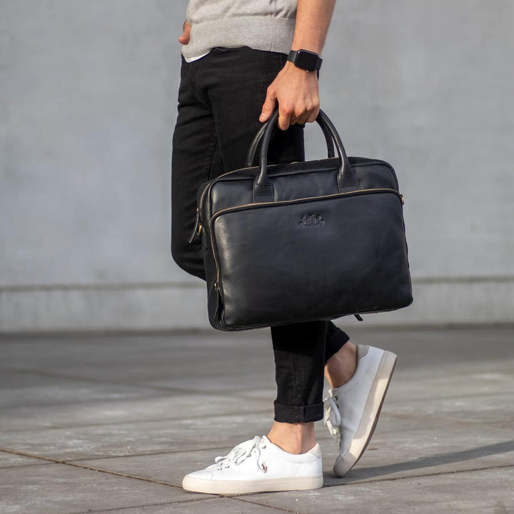 SID &amp; VAIN grosse Laptoptasche echt Leder - 15.4 Zoll Laptop Business-Tasche RYAN XL - Umhängetasche