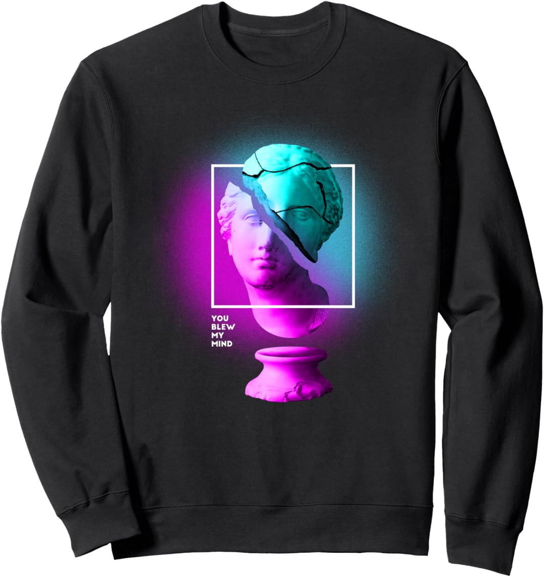 Vaporwave Ästhetische griechische Gottesstatue, Streetwear-Stil Sweatshirt