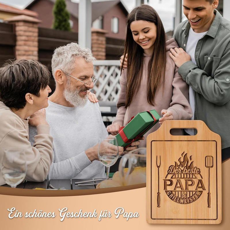 Giftasy Geschenke für Papa - Graviertes Bambus Schneidebrett mit Spruch, Bester Papa Geschenke, Gebu