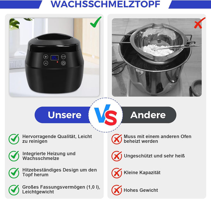 Viviheyday Elektrischer Wachsschmelzer für Kerzenherstellung, Wachsschmelztopf kerzen selber machen