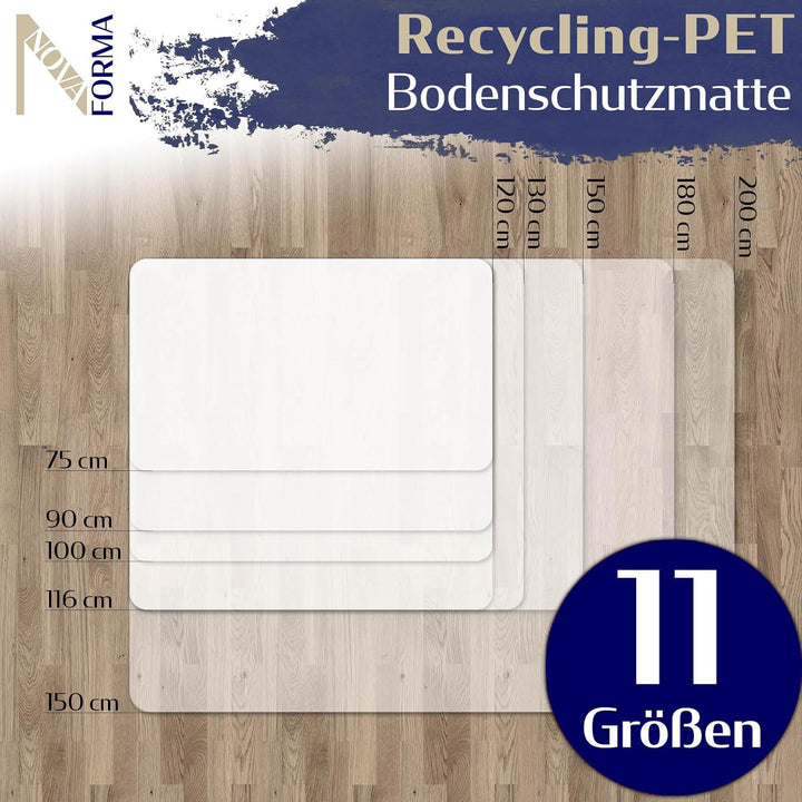Bodenschutzmatte aus PET - transparente Schutzmatte für Hartböden - 100% recyclebar - nachhaltige Bü
