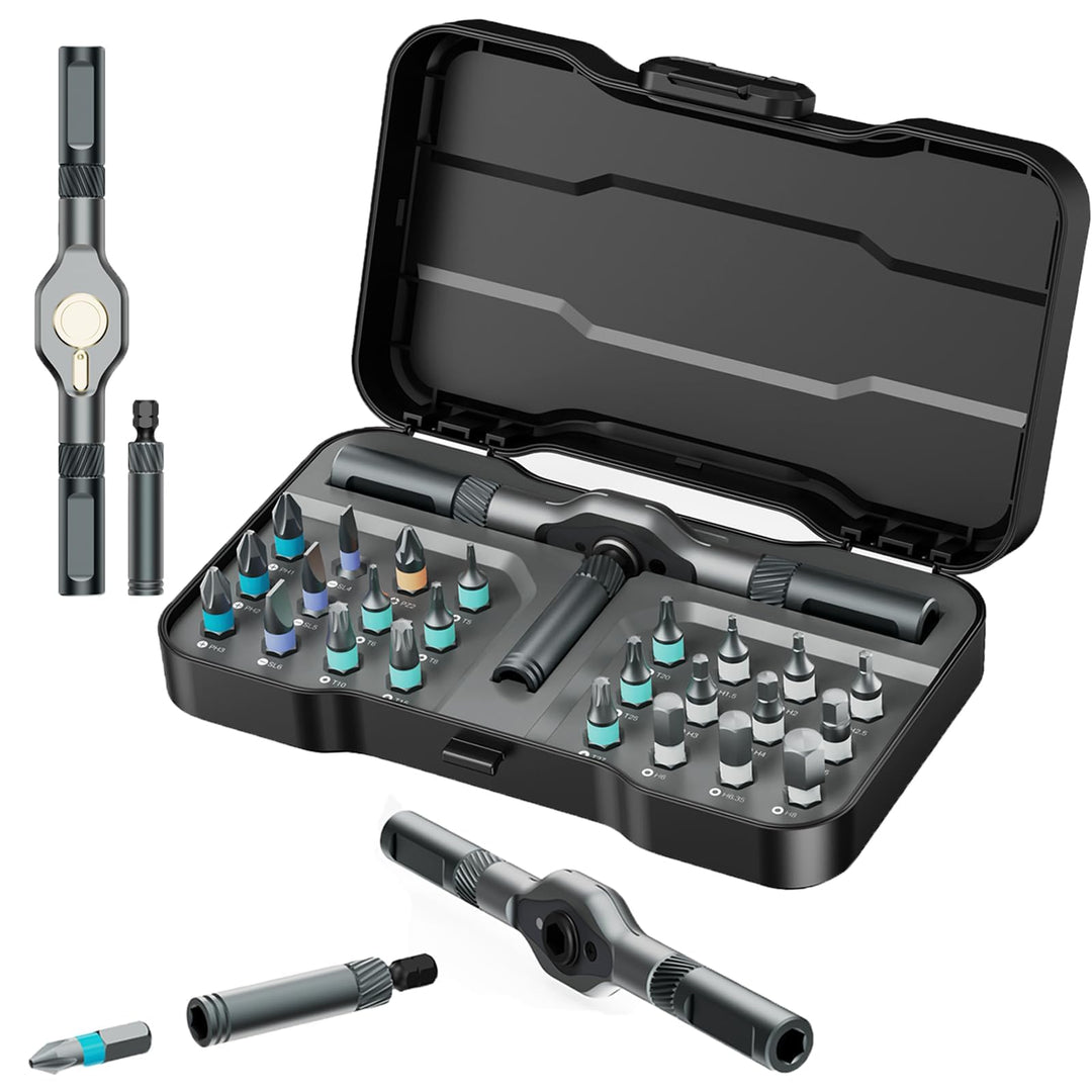 Ratschen Schraubendreher Set, 24 in 1 Magnetisch Schraubendreher Set, Manueller DIY abnehmbarem Rats