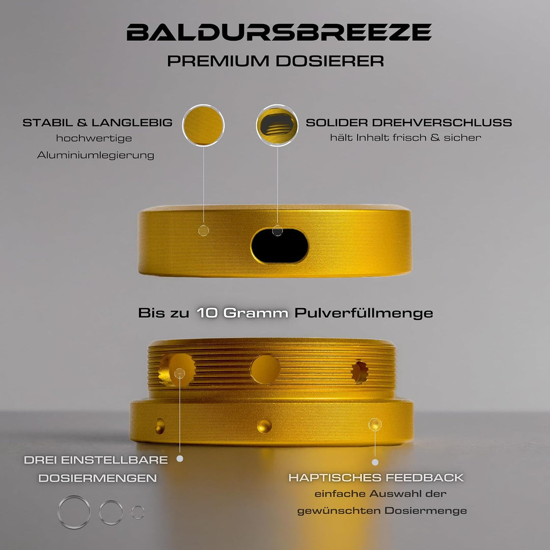 Premium Aluminium auslaufsicherer Dosierer und Dose mit einstellbarer Dosiergrösse, Spender, Dispens