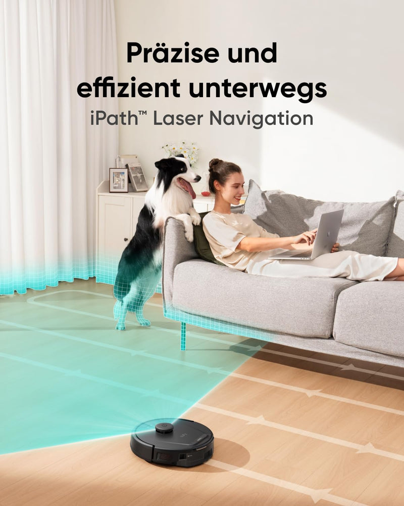 eufy L60 Saugroboter, Ultra Starke 5.000Pa Saugkraft, Staubsauger Roboter mit iPath Laser-Navigation