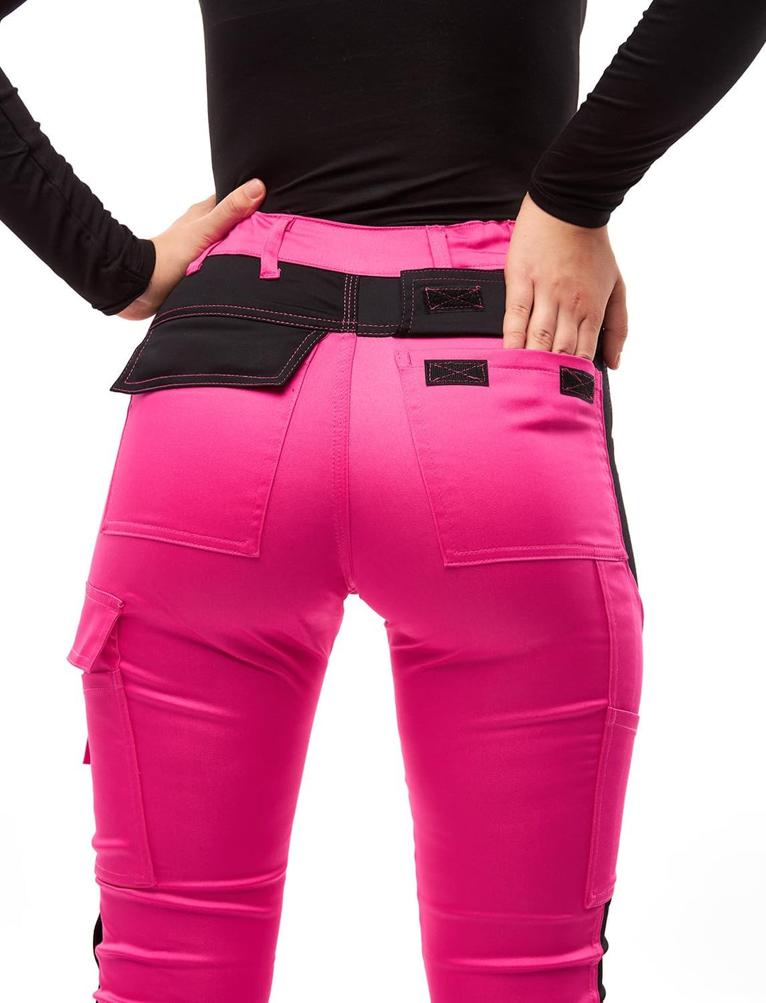 strongAnt Damen Arbeitshose komplett Stretch für Frauen Bundhose mit Kniepolstertaschen Schwarz Grau