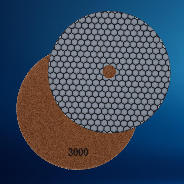 Profi Diamant-Schleifpads Spar-Set für Trockenschliff von EDW, Ø100 mm, Körnung: 1500 + 3000 + Polie