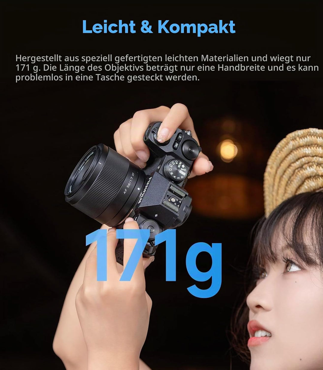 VILTROX 56mm F1.7 AF-Objektiv für Nikon Z-Mount, f/1.7 APS-C Autofokus-Festbrennweite mit grosser Bl