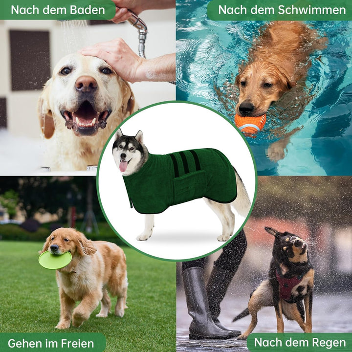 Hundebademantel aus Mikrofaser, Bademantel Hund Extra SaugfäHig und Schnell Trocknendes mit Klettver