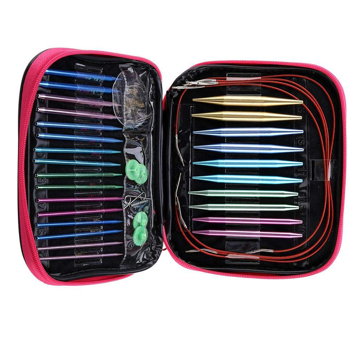 13Pair Austauschbare Stricknadeln Set, Rundstricknadeln knit aus Aluminium mit 2,75mm-10mm Nadelkopf