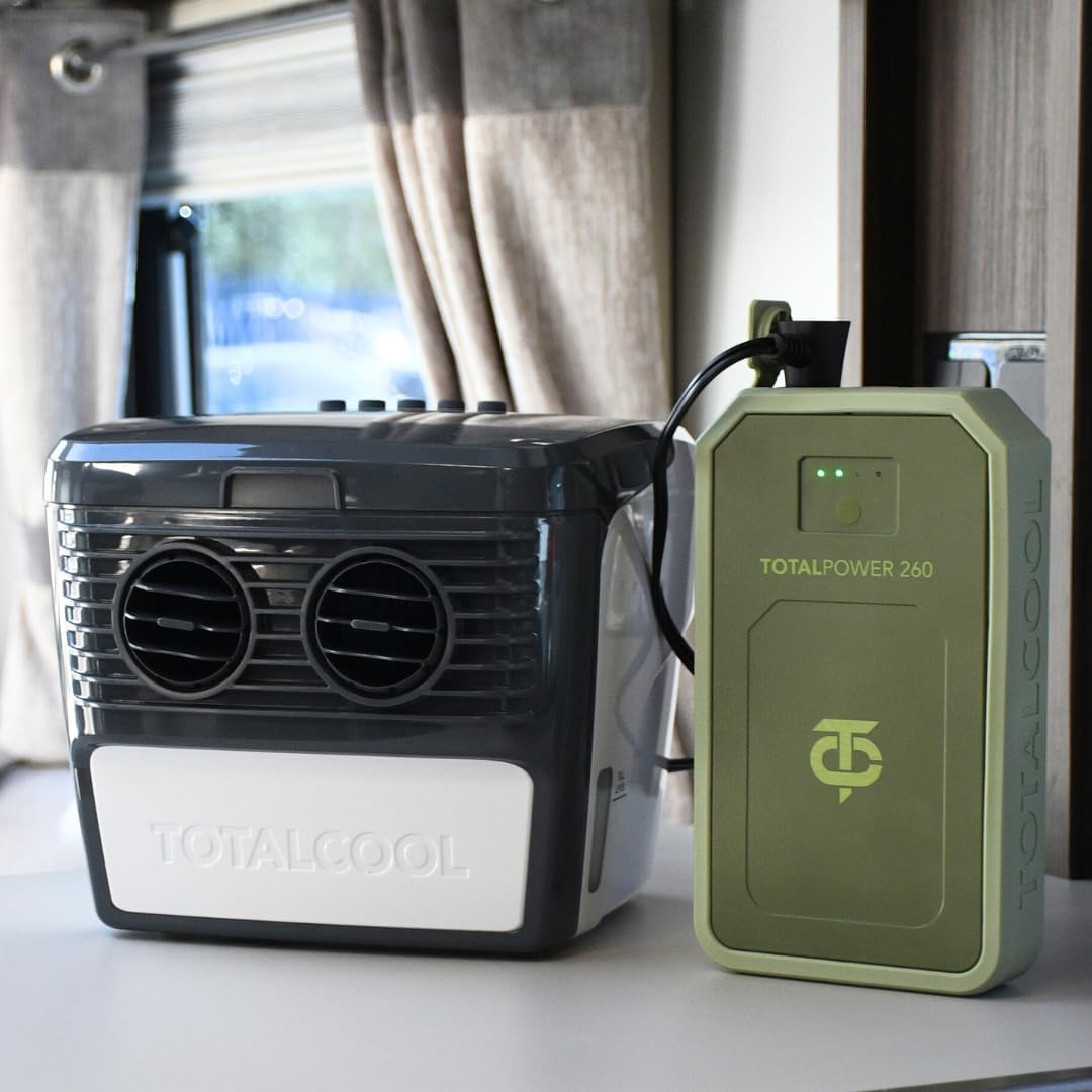 TOTALCOOL 3000 – Tragbarer Verdunstungsluftkühler 12 V/24 V/AC – Wohnwagen – Wohnmobil – Bootfahren