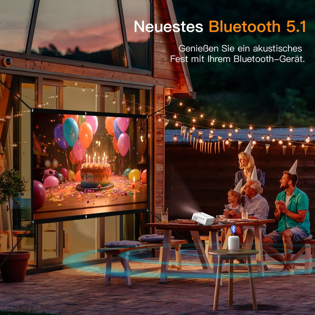 Smart Beamer【Elektrische Keystone 6D/4P】 VOPLLS Elektrische Fokus 22000 Lumen Beamer 4K Unterstützt,