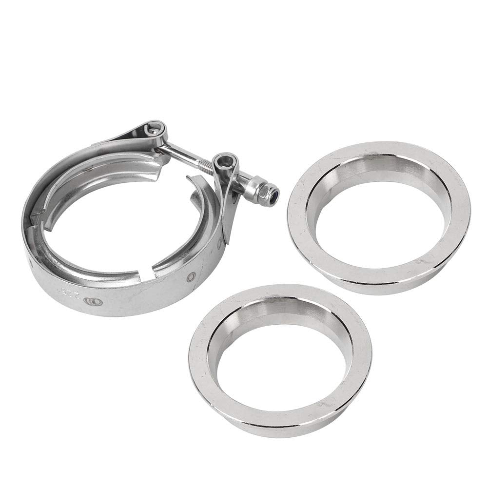 V-Band Clamp Kit, Edelstahl V-Band Clamp Langlebige Auspuffrohrklemme mit Flansch Für Auto Exhaust P