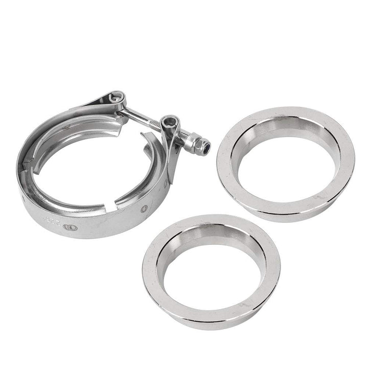 V-Band Clamp Kit, Edelstahl V-Band Clamp Langlebige Auspuffrohrklemme mit Flansch Für Auto Exhaust P