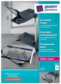 AVERY Zweckform 3559 Overhead-Folien für Farblaserdrucker (50 Transparentfolien, A4, spezialbeschich