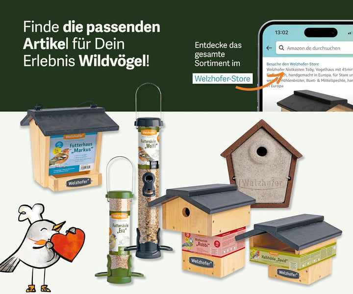 Welzhofer Fledermaus-Flachkasten Lexi, Fledermaushaus aus langlebigem Kiefernholz, geeignet für Zwer