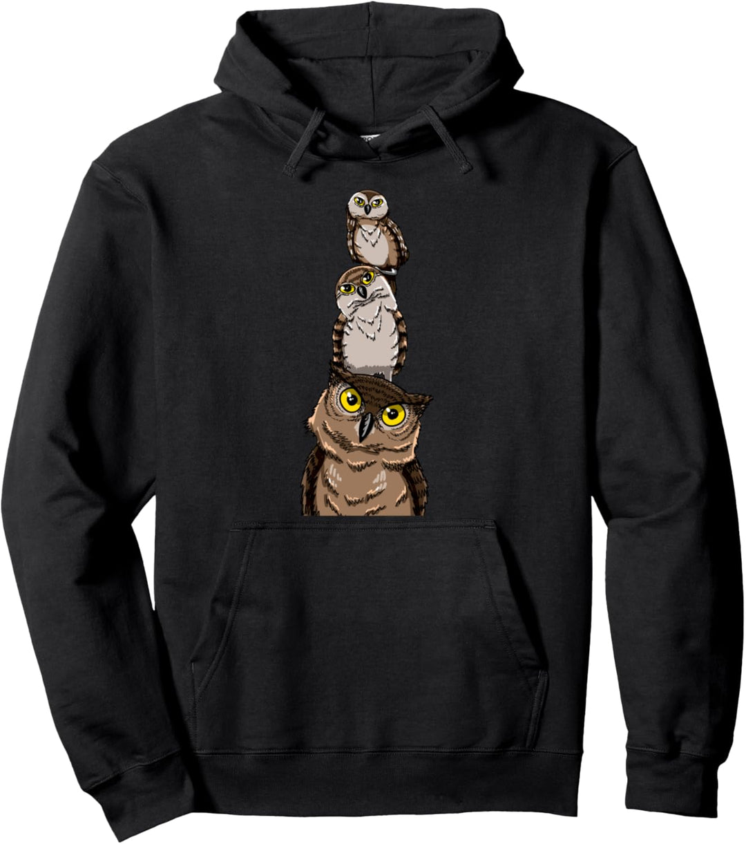 Stacked Owls Funny Night Nocturnal Animal Bird Lover Gift Pullover Hoodie