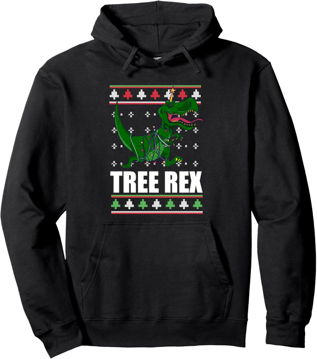 TREE REX T-Rex Dinosaurier lustiger hässlicher Weihnachtspullover Meme Pullover Hoodie