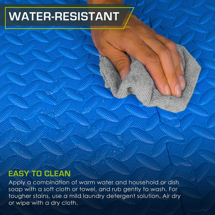 ProsourceFit Puzzlematte 1,2 cm dick – 4,4 m² - 12 Ineinandergreifende Eva Bodenschutzmatten – Boden