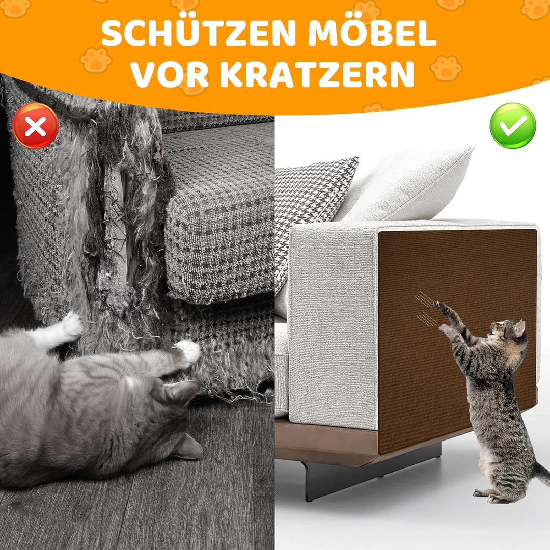 Storystore Selbstklebend Kratzmatte Katze, 40cm x 400cm Katzen Kratzmatte Kratzschutz Sofa Katze, DI