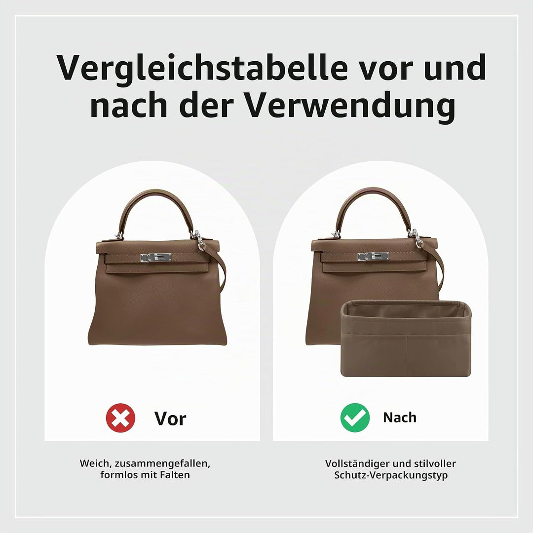 DGAZ Seide Tasche Organizer Einsatz, Organizer Innentaschen für Kelly Pochette/Mini/25/28/32/35, Tas