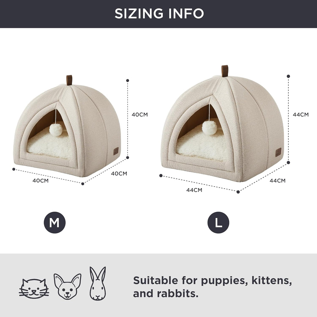 BEDSURE Katzenbett grosse Katzen Katzenhöhle- 44x44x44 cm Katzenhaus Indoor mit abnehmbarem Sherpa K