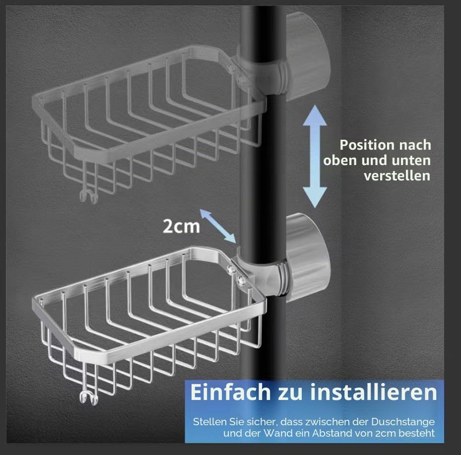Bnimtm Dusch-Caddy Regal, ohne Bohren, Seifenhalter, 304 Edelstahl, Badezimmer-Caddy für Duschstange