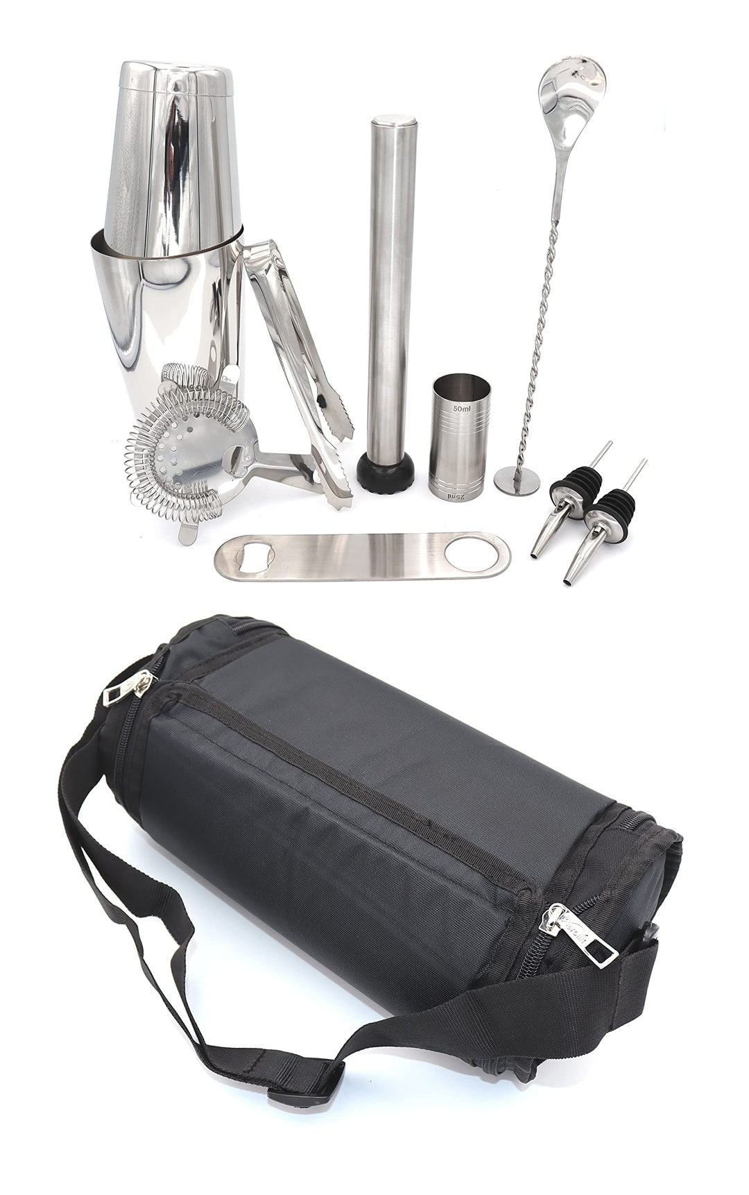 Barkoffer, Canvas, für Barkeeper, Cocktail-Set, Tasche, Mixologie, 9-teilig