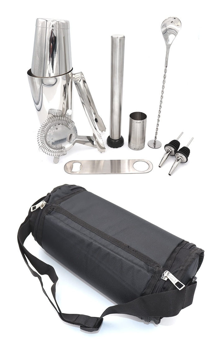 Barkoffer, Canvas, für Barkeeper, Cocktail-Set, Tasche, Mixologie, 9-teilig