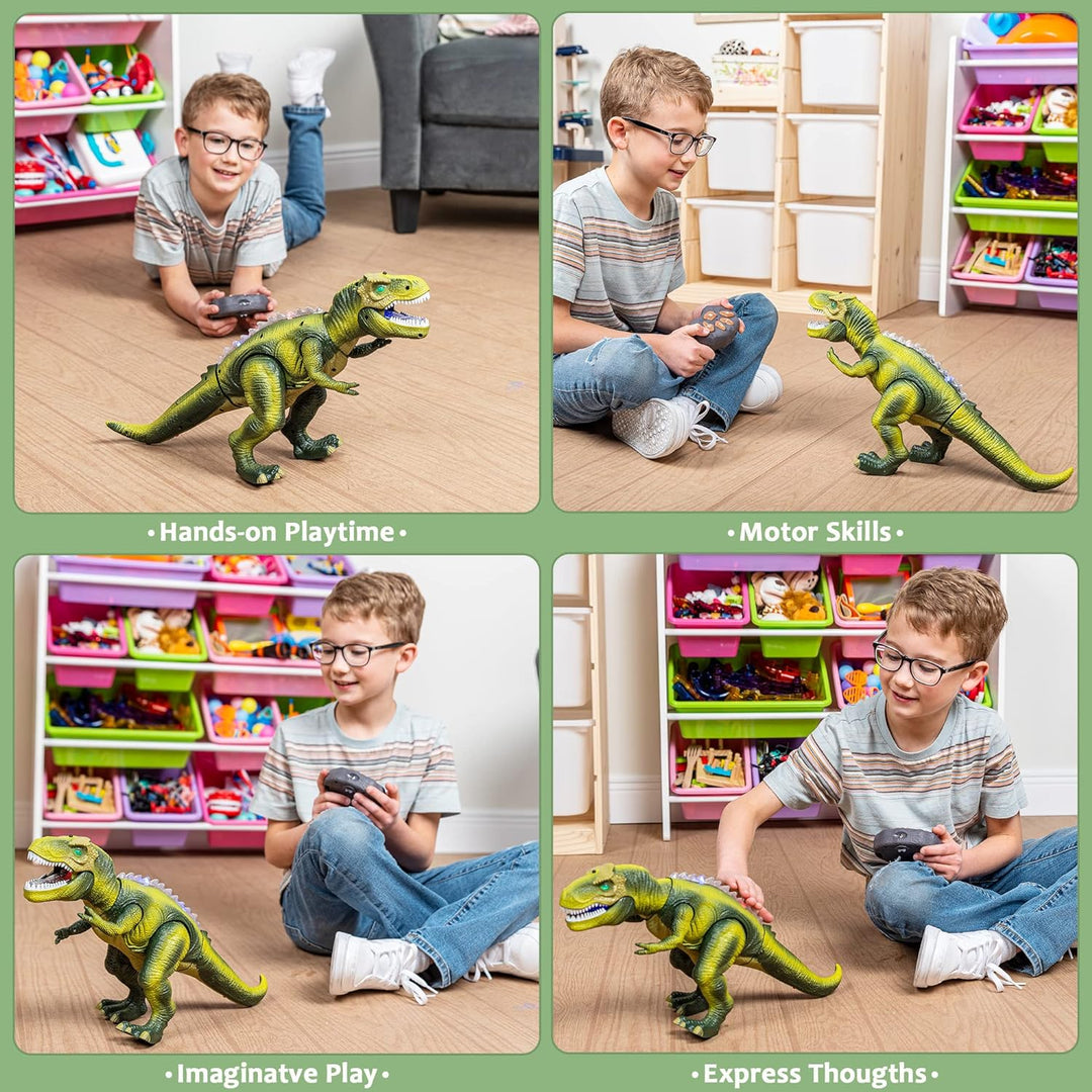 JOYIN Kinder LED Ferngesteuertes Dinosaurier Spielzeug, Elektronik T-Rex Dino Spielzeug mit Gehen, B