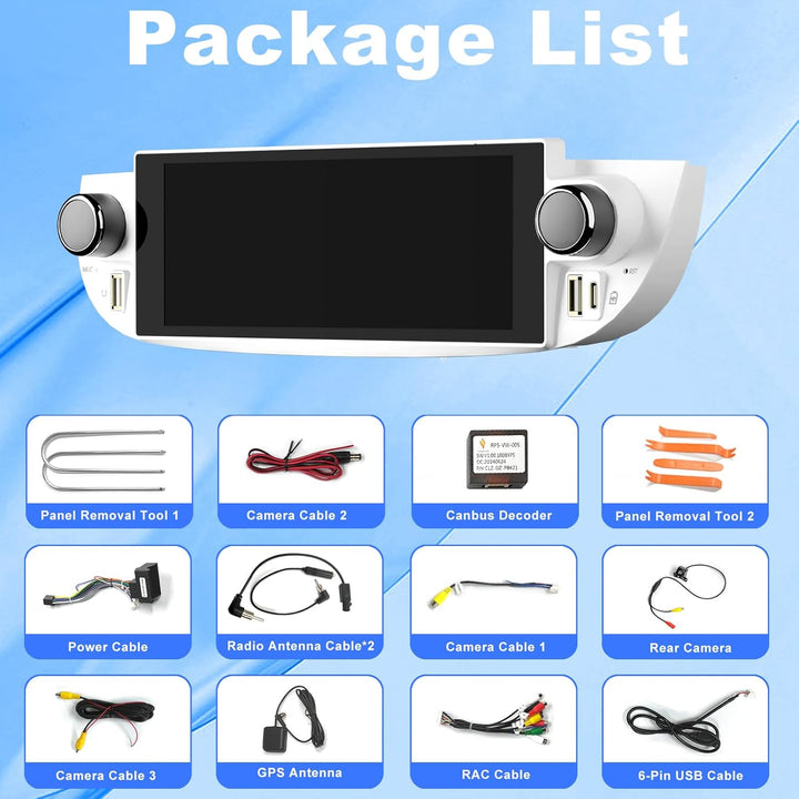 Autoradio für FIAT 500 2007-2015 mit Android Auto und CarPlay Wireless, RDS Car Radio Android 13 Ste