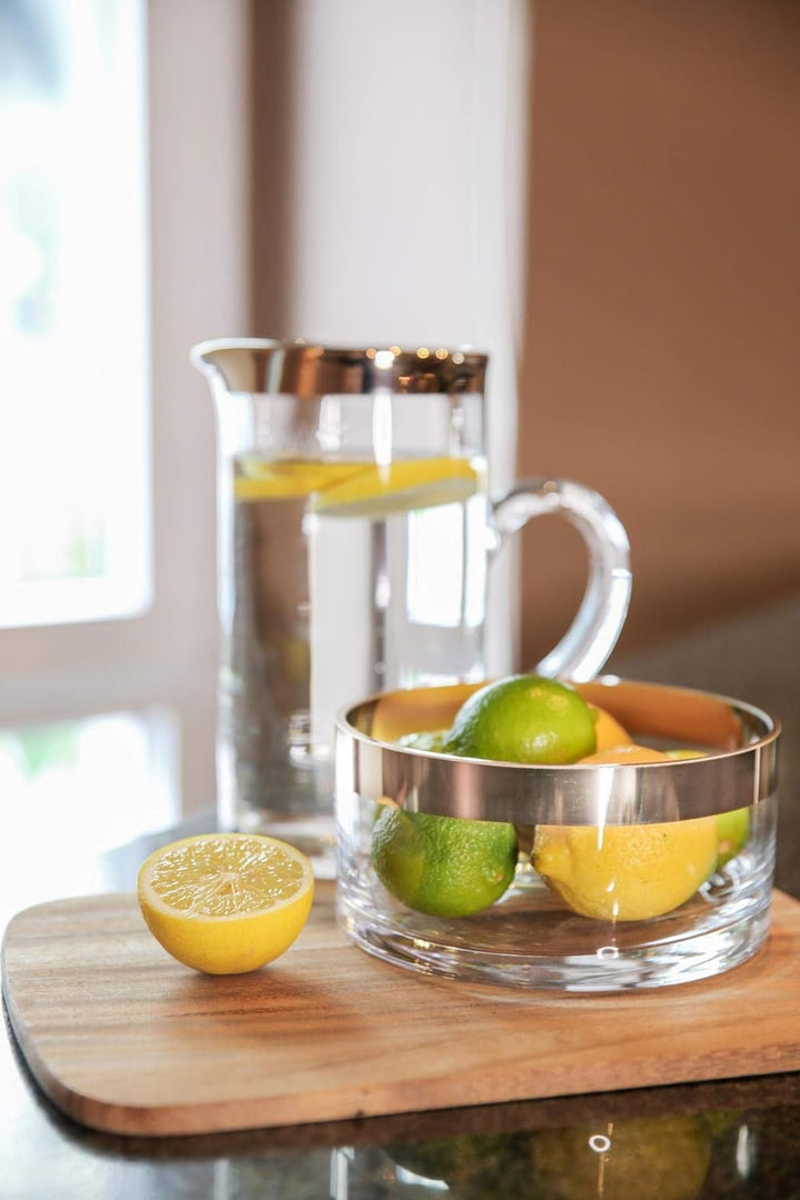 EDZARD Krug Robert, mundgeblasenes Kristallglas mit Platinrand, Höhe 20 cm, Durchmesser 10 cm, Fassu