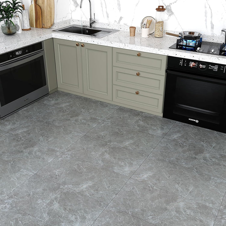 VEELIKE PVC Boden Marmor Grau Vintage Vinylboden Selbstklebend PVC Bodenbelag Marmoroptik Klebeflies