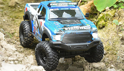 Amewi 22594 Dirt Climbing Pickup Race Crawler 4WD 1:10 RTR blau, inkl. Fernsteuerung, Akku, Ladekabe