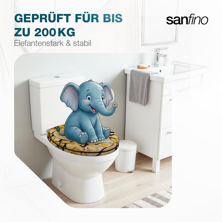 SANFINO® Premium WC Sitz mit Absenkautomatik – hochwertige Toilettendeckel aus Holz, viele bunte Mot